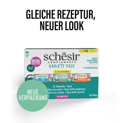 Sparpaket Schesir Complements in Brühe 24 x 70 g - Huhn mit Garnelen