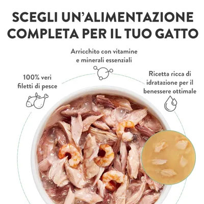Schesir Complete Nutrition Filetti in gelatina 6 x 85 g in buste - Tonnetto con alicette