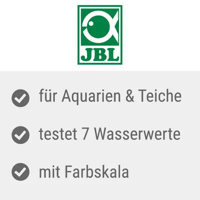 JBL. Für Aquarien und Teiche, testet 7 Wasserwerte, mit Farbskala.