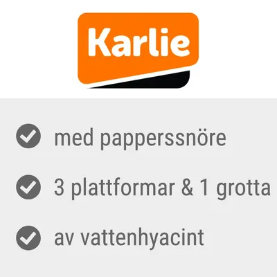 Karlie, med papperssnöre, 3 plattformar & 1 grotta, av vattenhyacint