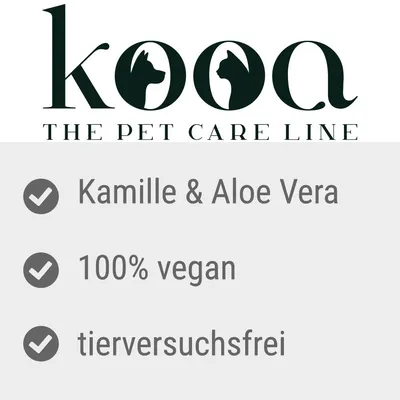 kooa. Kamille & Aloe Vera, 100% vegan, tierversuchsfrei.