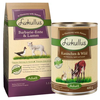 Lukullus, kaczka piżmowa i jagnięcina 10 kg + Lukullus Natural, 6 x 400 g - 10 kg, kaczka piżmowa i jagnięcina + 6 x 400g, drób i jagnięcina (bez zbóż) Lukullus, kaczka piżmowa i jagnięcina 10 kg + Lukullus Natural, 6 x 400 g - 10 kg, kaczka piżmowa i jagnięcina + 6 x 400g, drób i jagnięcina (bez zbóż)