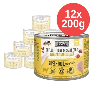 Výhodné balení MAC's Cat 2 x 6 ks (12 x 200 g) - Drůbeží a brusinky