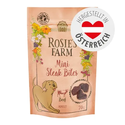 Rosie's Farm Mini Steak Bites Beef Adult, 70g, getreidefreie Rezeptur. Hergestellt in Österreich.
