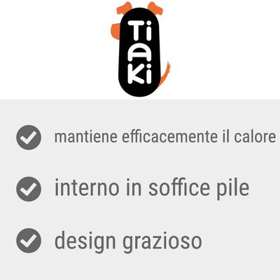 Tiaki. Mantiene efficacemente il calore, interno in soffice pile, design grazioso.