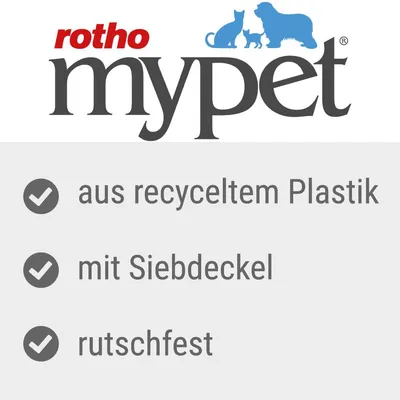 rotho mypet. Eigenschaften: aus recyceltem Plastik, mit Siebdeckel, rutschfest.