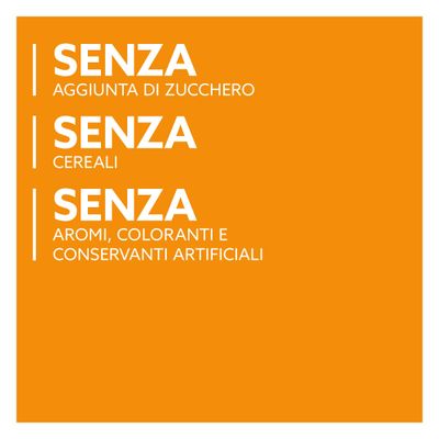 Senza zuccheri aggiunti, senza cereali, senza aromi artificiali, coloranti e conservanti.