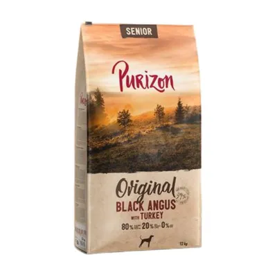 Purizon Senior Original Black Angus with Turkey, 80% meat, 20% vegetables, 0% grain, 12kg bag.