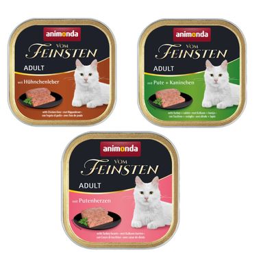 Kombi-Paket animonda vom Feinsten Adult 36 x 100 g 12 x Hühnchenleber / 12 x Pute & Kaninchen / 12 x Putenherzen