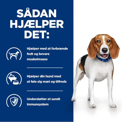 Sådan hjælper det: Hjælper med at forbrænde fedt og bevare muskelmasse, hjælper din hund med at føle sig mæt og tilfreds, understøtter et sundt immunsystem.