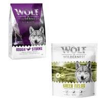 Wolf of Wilderness - vegyes próbacsomag - Adult "Green Fields" bárány & Sensitiv "Rough Storms" kacsa (2 x 1 kg)