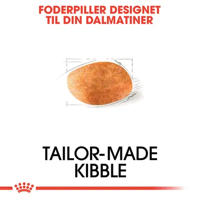 Foderpiller designet til din dalmatiner. TAILOR-MADE KIBBLE. Billede af en enkelt foderpille.