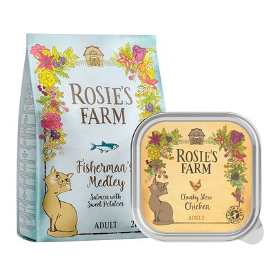 Rosie's Farm Adult, łosoś z batatami, 2 kg, + Rosie's Farm Adult, 16 x 100 g 2 kg Adult, łosoś z batatami + 16 x 100 g kurczak