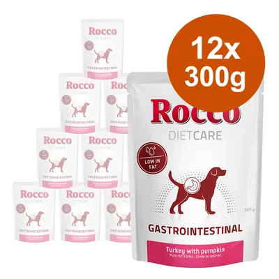 Rocco Diet Care Gastrointestinal, sărac în grăsimi, curcan cu dovleac, 12x300g. Hrană umedă pentru câini.