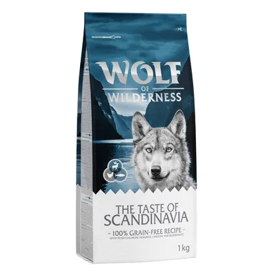 Wolf of Wilderness, The Taste of Scandinavia, 100 % viljaton resepti tuoreella lohella, porolla, kanalla ja mustikoilla, 1 kg.