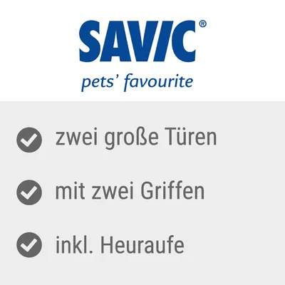 Savic. Zwei grosse Türen, mit zwei Griffen, inkl. Heuraufe.