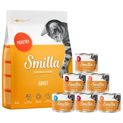 Pack nutrición mixta: pienso 4 kg + latas 6 x 200 g Smilla - 4 kg Adult Indoor + 6 x 200 Tiernos Trocitos de ave pack mixto Pack nutrición mixta: pienso 4 kg + latas 6 x 200 g Smilla - 4 kg Adult Indoor + 6 x 200 Tiernos Trocitos de ave pack mixto
