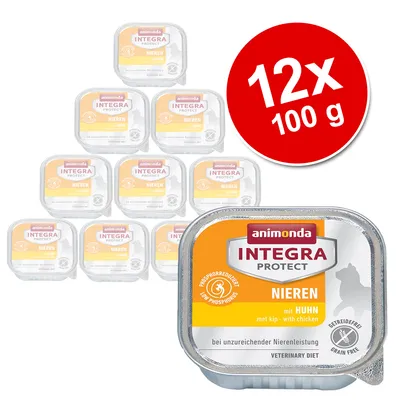 animonda INTEGRA PROTECT NIEREN mit Huhn, phosphorreduziert, getreidefrei, bei unzureichender Nierenleistung, 12x100g Schalen