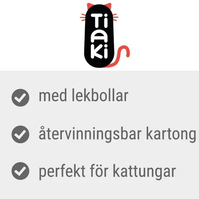 Tiaki. med lekbollar, återvinningsbar kartong, perfekt för kattungar