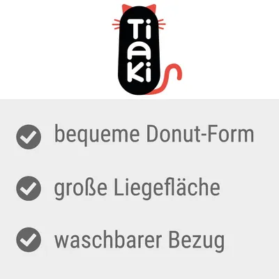 Tiaki. Bequeme Donut-Form, grosse Liegefläche, waschbarer Bezug.