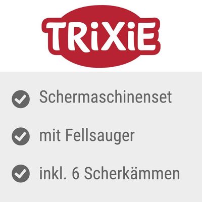 Trixie Schermaschinenset mit Fellsauger, inkl. 6 Scherkämmen.