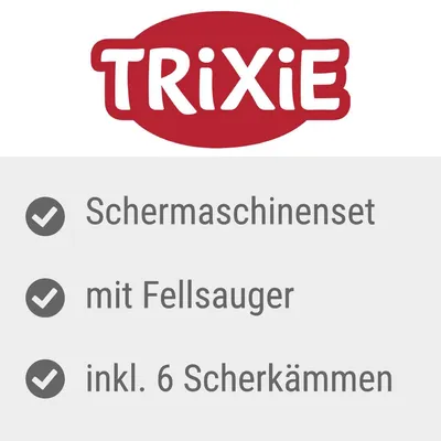TRIXIE Schermaschinenset mit Fellsauger inkl. 6 Scherkämmen (texte en allemand)