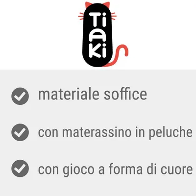 Tiaki. materiale soffice, con materassino in peluche, con gioco a forma di cuore
