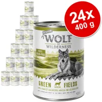 Säästöpakkaus Wolf of Wilderness Senior 24 x 400 g - Lajitelma: lammas & kana, ankka & vasikka