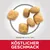 Croquettes en forme de pellets, taille indiquée : env. 11 x 7 mm. Texte en allemand : KÖSTLICHER GESCHMACK (délicieux goût).