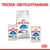 Royal Canin Indoor 7+ Trocken- und Feuchtnahrung für Katzen ab 7 Jahren. Verpackungen mit Produktnamen, Katze und Nährstoffhinweisen sichtbar.