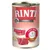 RINTI Sensible koiran märkäruoka, 100 % naudanlihaa lihapaloissa, gluteeniton, sisältää riisiä. Teksti: Für empfindliche Hunde, GLUTENFREI, 100% RIND, tierisches Protein, +REIS.