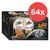 Sheba Perfect Portions Split-Tray, 64x Portionen, zarter Truthahn in Sauce und mit Ente. Verpackung zeigt Katze und Produktabbildungen.