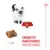 Morceau de nourriture pour chat avec indication de taille 1 cm, à côté un chat et une gamelle. Texte : Croquette parfaitement proportionnée. Morceau de nourriture pour chat avec indication de taille 1 cm, à côté un chat et une gamelle. Texte : Croquette parfaitement proportionnée.