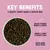 Key benefits: builds strong bones and joints, grows a shiny and glossy coat, helps form solid poos. A healthy tummy means a happier dog. Bowl of dry food shown.