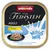 Animonda Vom Feinsten Adult with chicken in milk sauce. Milkies logo visible. Serving suggestion: pieces of chicken in milk sauce on a black plate.