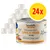 Confezione da 24 lattine Sanabelle juicy cat menu Gans & Huhn + Karotte, alimento completo per gatti adulti con olio d'oliva, oca, pollo e carota. Testo in tedesco e inglese visibile.