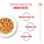 Support your kitten's unique needs. Optimal chunk size, vitamins C & E, omega-3 DHA. Image shows food pieces on a plate.