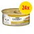 Purina Gourmet Gold kissan märkäruoka, vasikkaa ja vihanneksia kastikkeessa. Pakkaus sisältää 24 annosta. Saksankielinen tuotekuvaus näkyvissä etiketissä.