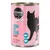Cosma Asia cat food can, variety Tuna with Crab in Jelly. Multi protein, pure fish. Pink packaging with cat silhouette and icons for fish and crab.
