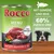 Rocco Menu, boîte 400 g, bœuf avec légumes et riz. Texte visible : with vegetables, 60 % Fleisch und Innereien, mit Gemüse und Reis, Beef with vegetables & rice.