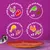 with beef and poultry x3, with lamb and duck x3, with chicken and liver x3, with game and turkey x3 shown in four circles on purple background