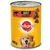 400g can labelled Pedigree, chunks in gravy with beef, showing pieces of meat and product branding.