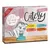 Catessy Mousse Mega Pack, 56 posiłków: 14x kurczak, 14x łosoś atlantycki, 14x cielęcina, 14x wątróbka z kurczaka. Opakowanie z kotem i miską. Waga całkowita: 56x90g.