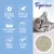 Tigerino Premium. Teksti englanniksi: with Febreze cotton fresh scent, natural clay of bentonite, ultra absorbent & efficient, extremely low-dust, immediate clumping, fast odour control.