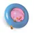 KONG toy with blue ring and pink ball, dry food falls out.