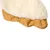 Close-up view of a product with white plush material and brown suede fabric. Suitable for product description or material presentation.