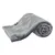 Grey, soft blanket made of plush material, rolled up with visible label.