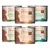 Lot de 6 boîtes MjAMjAM PUR pour chat : Leckeres Rind, Saftiges Huhn, Gute Pute. Textes visibles en allemand, mention 'getreidefrei' sur chaque boîte. Lot de 6 boîtes MjAMjAM PUR pour chat : Leckeres Rind, Saftiges Huhn, Gute Pute. Textes visibles en allemand, mention 'getreidefrei' sur chaque boîte.