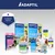 Gamme de produits ADAPTIL pour chiens : Calm, Junior, Chew, Transport. Texte visible : « von Tierärzten empfohlen », « Better Together ». Marques et emballages visibles.