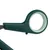 Close-up of a green plastic handle with a round finger hole, part of a tool or accessory.